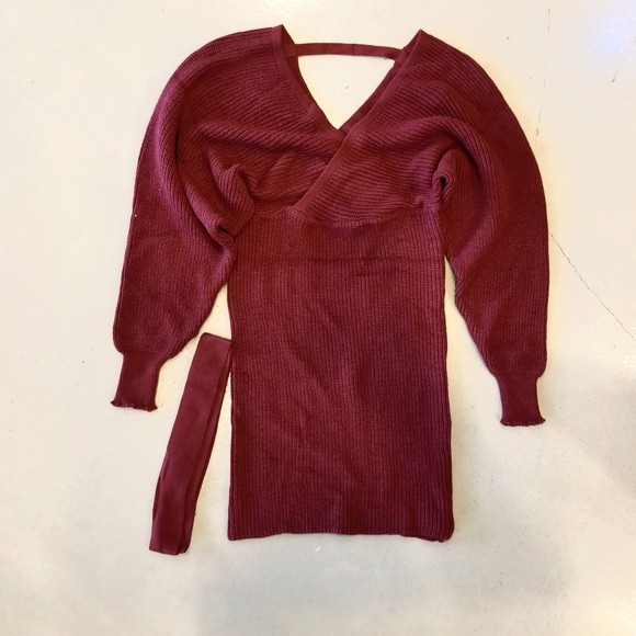 KIMONO SWEATER DRESS - Burgundy - Picture 7 of 7